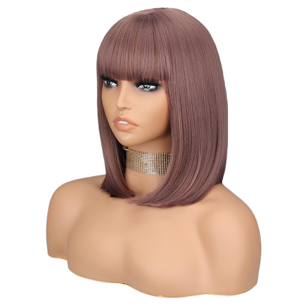 LISI HAIR Короткие парики Боб лавандового фиолетового цвета с челкой Синтетический красочный парик для косплея на каждый день для женщин из натуральных волос