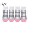 Adjustable Dog Socks for Traction 4Pcs Plaid Socks Anti-Slip Pet Paw Covers with Non-slip Cotton Grips Straps Breathable Ribbed Protectors