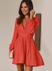 Polyester Pleated Dress With Ruffle Details For Elegant Office Wear