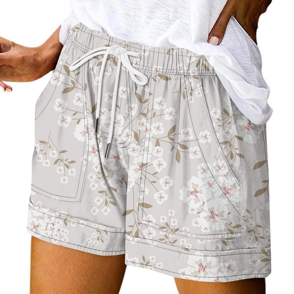 Women's Casual Summer Elastic Beach Shorts Print Casual Shorts