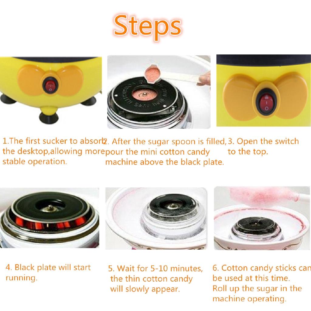 220V Electric Cotton Candy Machine with Measuring Spoon Bamboo Stick Floss Fluffy Sugar Children