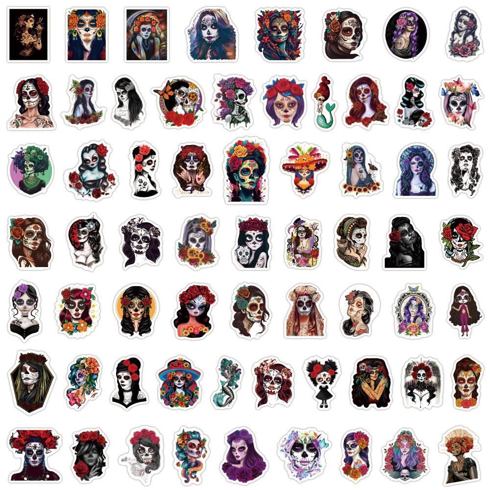 60 Photos of The Day of The Dead's Face Graffiti Stickers Masquerade Mask Personalized Decoration Waterproof Stickers
