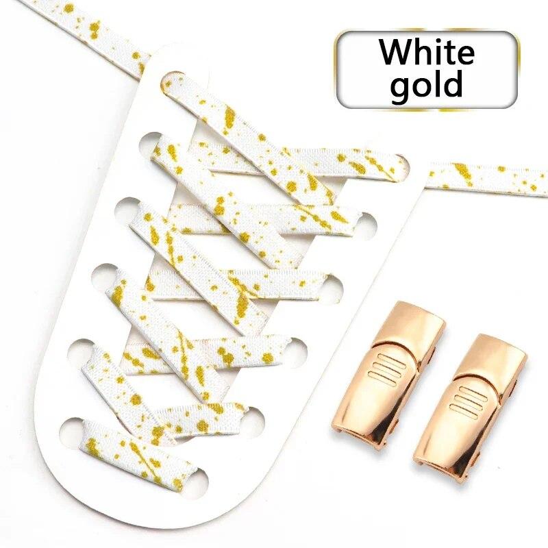 Кроссовки на плоской эластичной шнуровке, шнурки с магнитной пряжкой и застежкой без завязок, шнурки с принтом чернил для детей и взрослых, шнурки без завязок