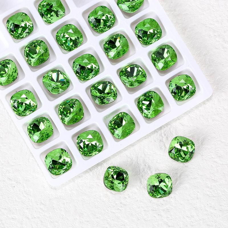 Nail Art Fat Square Diamond Shijia Same K9 High-Quality Square Diamond Diy Jewelry Accessories Nail Sticker Drill Crystal Pointed Bottom Drill