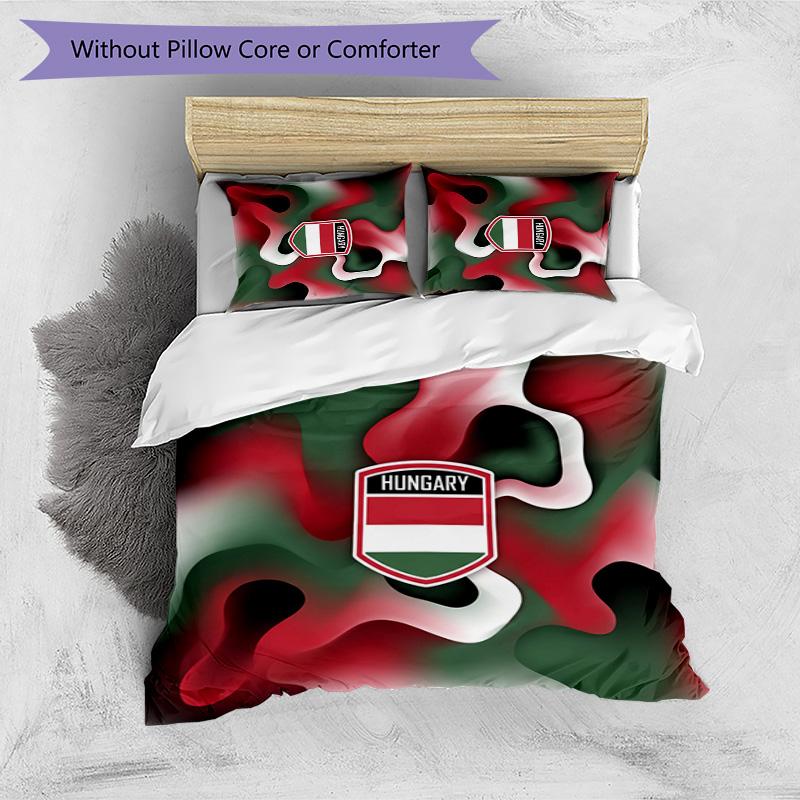 Hungary Football Printed Bedding 3 Piece Set Cozy Breathable Bed Cover Set as Housewarming Holiday Gift