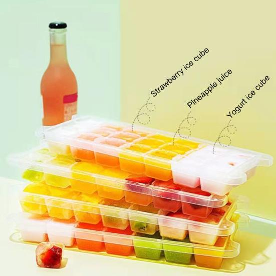 Лоток для кубиков льда с крышками. Контейнер для лопаток. 32 полости. Поворотный выпуск. Штабелируемая форма для кубиков льда. Создатель кубиков льда для коктейлей, газированных напитков, кофе. Кухонные гаджеты.