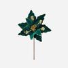 Flannel Fabric Christmas Artificial Flowers Glitter 28cm Xmas Decorative Flowers Plastic DIY Glitter Poinsettia Christmas Decor