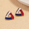 New In Classic Hollow-Triangle Stud Earrings Red White Enamel Geometric Statement Women's Small Earrings Party Ear Jewelry