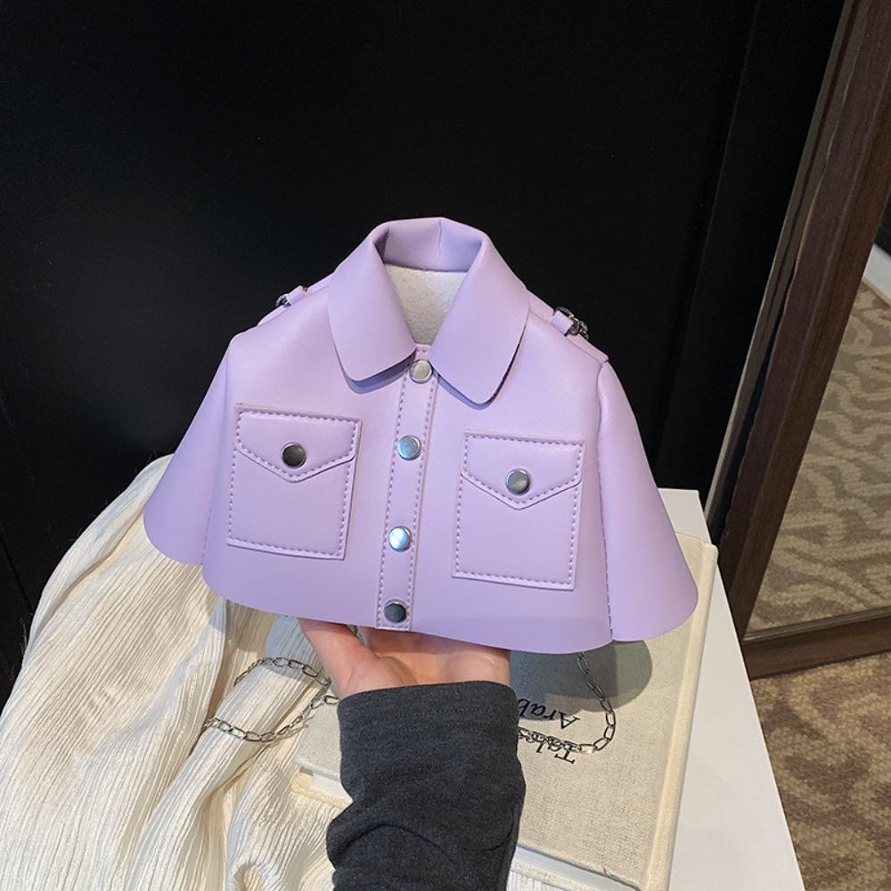 Personalized Solid Color Clothes Shaped Crossbody Bag PU Leather Harajuku Chain Shoulder Bag Coat Tote Bag Women Handbag Daily