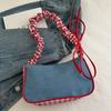 Plaid Lattice Shoulder Bag Rural Style Crossbody Bag Lovely Denim Underarm Bag  Students