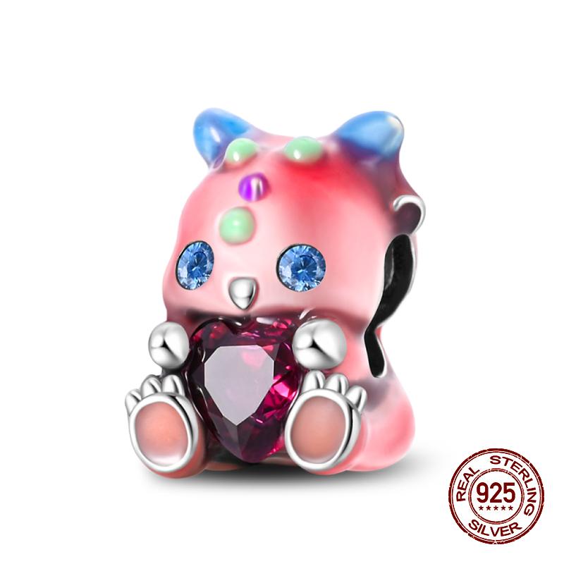 100% стерлингового серебра 925 пробы с изображением кофейного кота, кролика, медведя, пингвина, бусины, подходят для 925 оригинальных браслетов, сделай сам, подарок на день рождения, ювелирные изделия