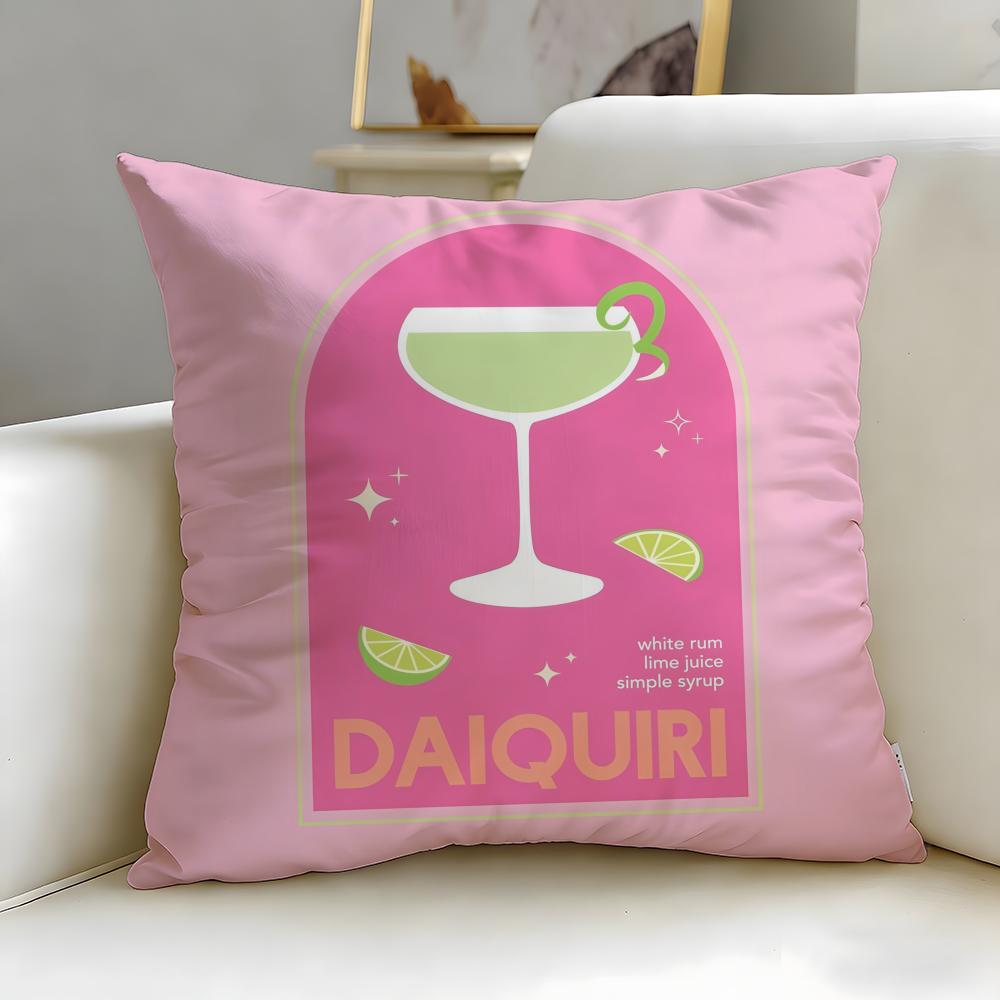 beverage theme Daiquiri Cocktail Cushion Cover Soft  EasyWash Pillow Case  Versatile for Couch Bed Travel and Office