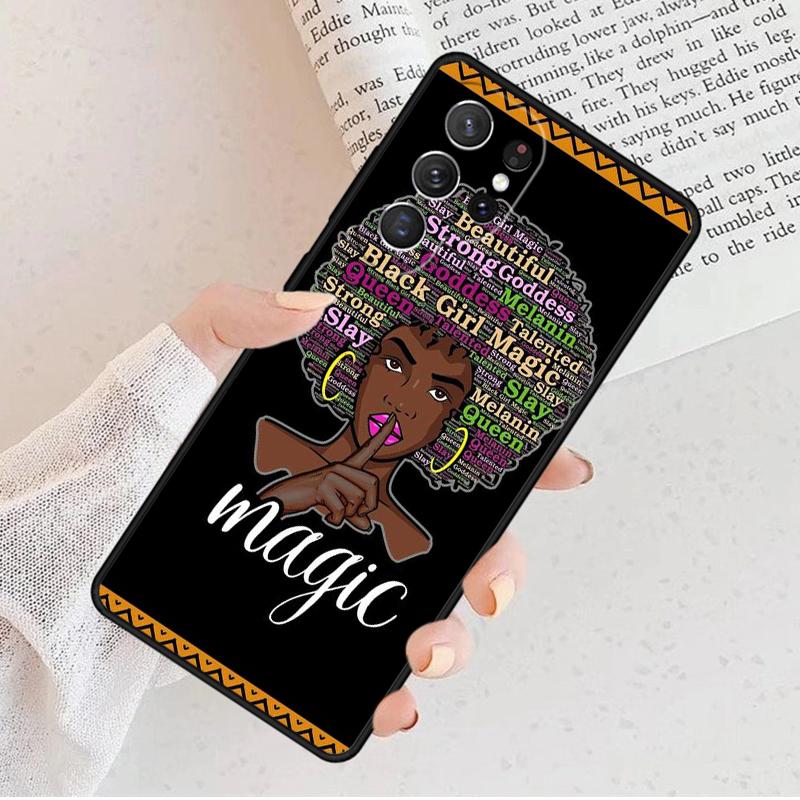 Black African Girl Phone Case For Samsung Galaxy S25 S23 S30 S8 S21 S20 FE S24 S22 Note 10 20 S8 Plus lite Ultra