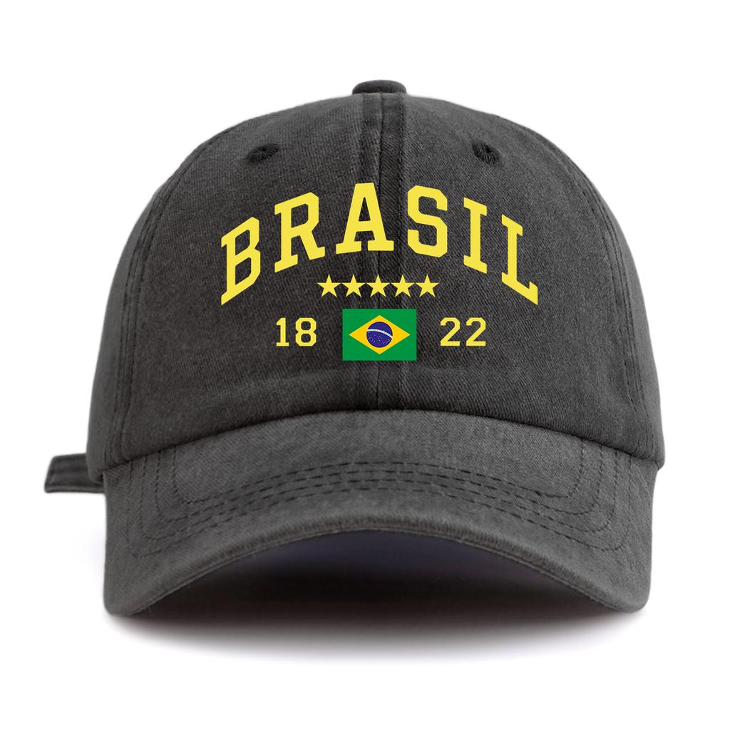 1 шт. Стильная washed бейсболка BRASIL для взрослых, минималистичный ретро-стиль, повседневная, мягкая, регулируемая, кепка для папы, идеальна в качестве подарка