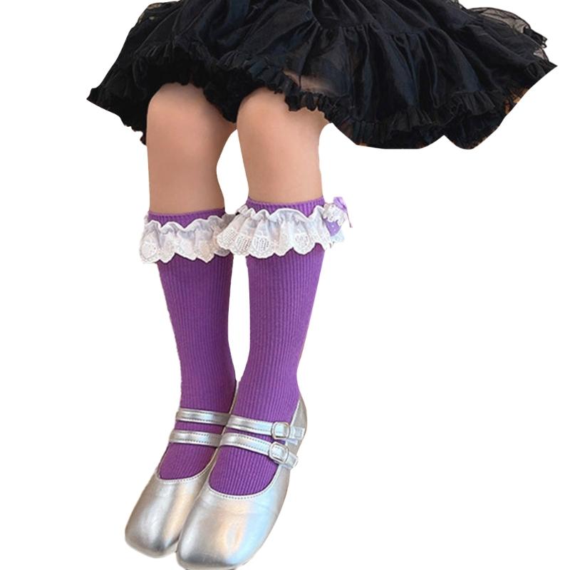 Lovely Embroidered Lace Socks for Girls Comfortable In Tube Socks Fashionable Socks for School Activities and Daily