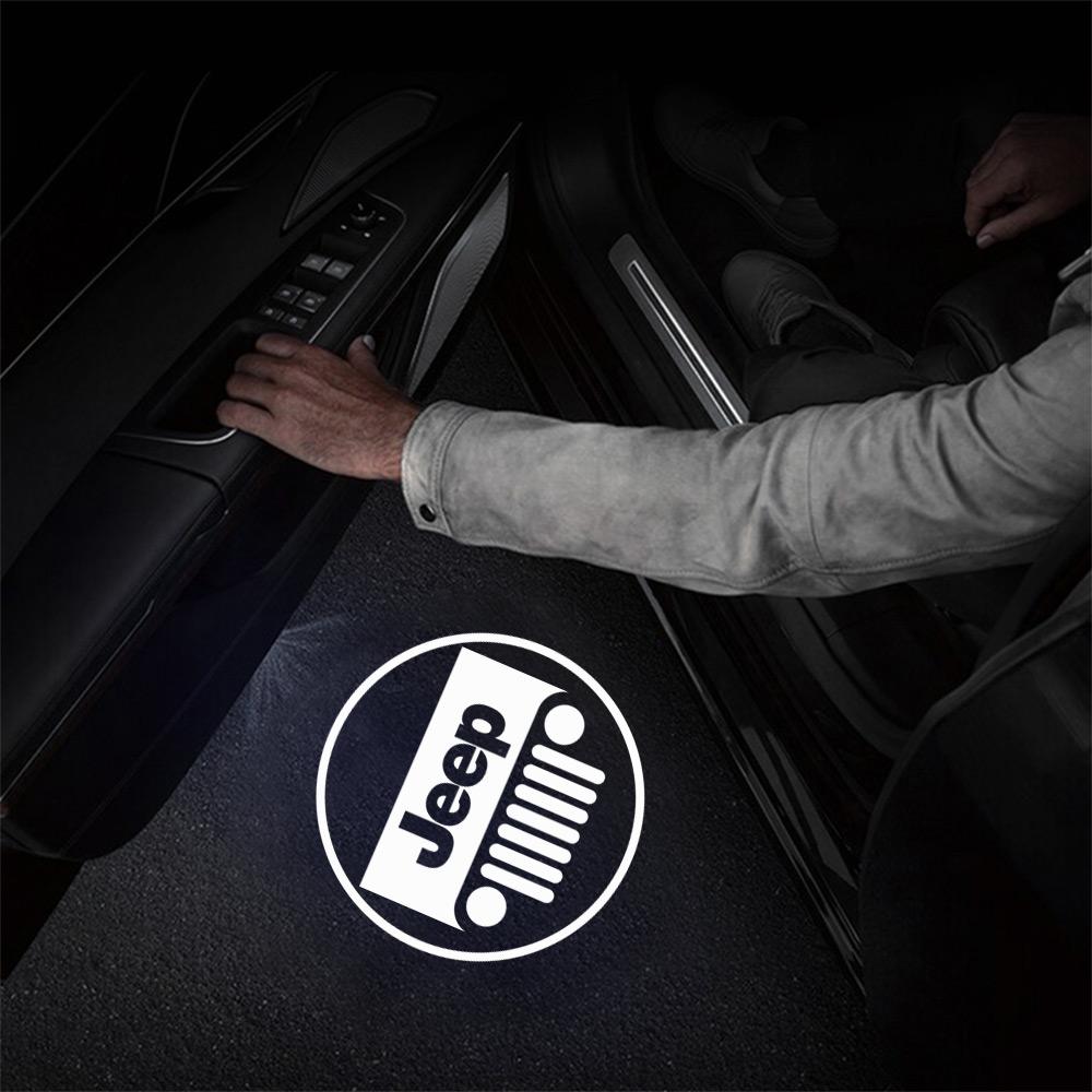 Car Door Welcome Laser Led Projector Wireless Logo Light For Jeep Grand Cherokee Wrangler JK Gladiator Compass Renegade Styling AKO1