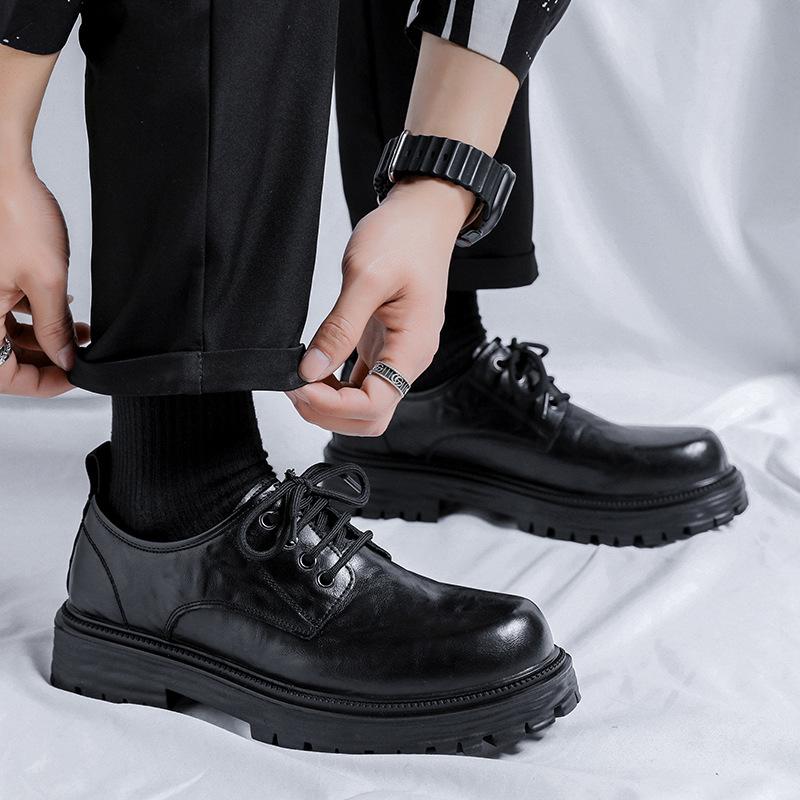 Кожаные туфли мужские формальные деловые британские туфли на платформе повседневные туфли дерби черные свадебные туфли жениха увеличение 66106-Y