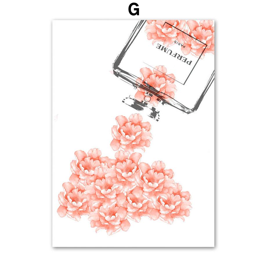 Розовый цветок Париж духи девушка губы ресницы настенная живопись на холсте плакаты на скандинавскую тему и принты настенная картина для декора комнаты для девочек