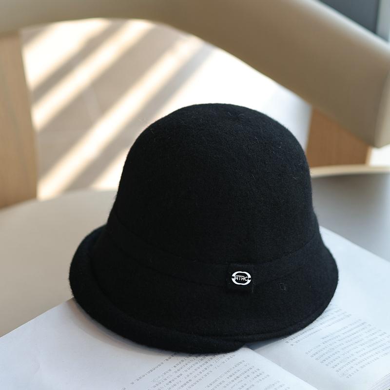 Женская зимняя шляпа-ведро из чистой шерсти, новая, ретро, шляпа-котелок, загнутые поля, подчеркивает лицо, маленькая шляпа-котелок британской леди