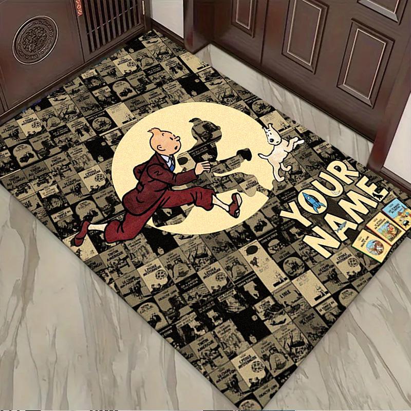 Name Custom Adventures of Tintin Cartoon Carpet Rug for Living Room Bedroom Home Sofa Decoration,Kids play Non-slip Floor Mat