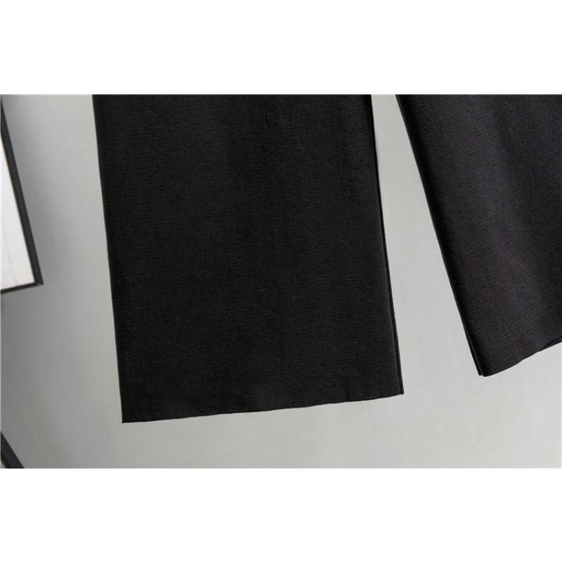 Трикотажные брюки с широкими штанинами, свитер, женский осенний костюм больших размеров, свободный модный брючный костюм в стиле темперамент