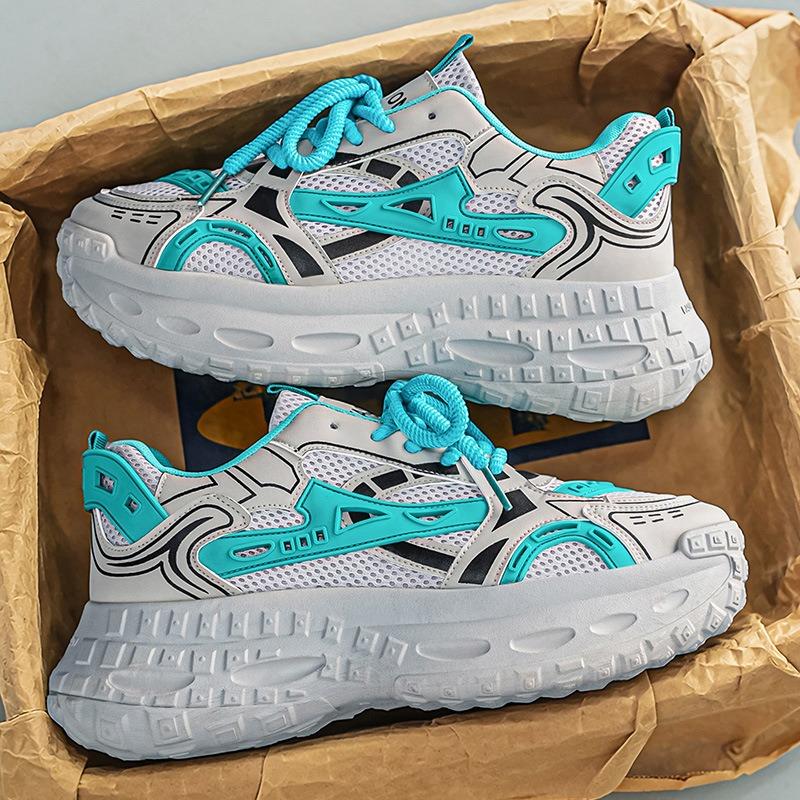 Mens Breathable Mesh Thick Sole Height Increasing Casual Sports Dad Sneakers