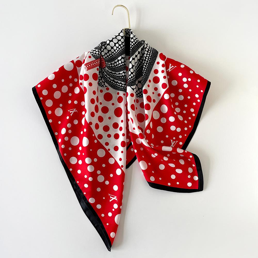 Polka Dot Pumpkin Scarf Square Scarf Light Luxury Style Versatile Thin Women's Scarf Spring and Summer New Simple Scarf