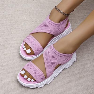 Европейские и американские сексуальные сандалии женские летние 2024 года, новый стиль, сетчатые, воздухопроницаемые, удобные, противоскользящие, повседневные, спортивные, одинарные туфли