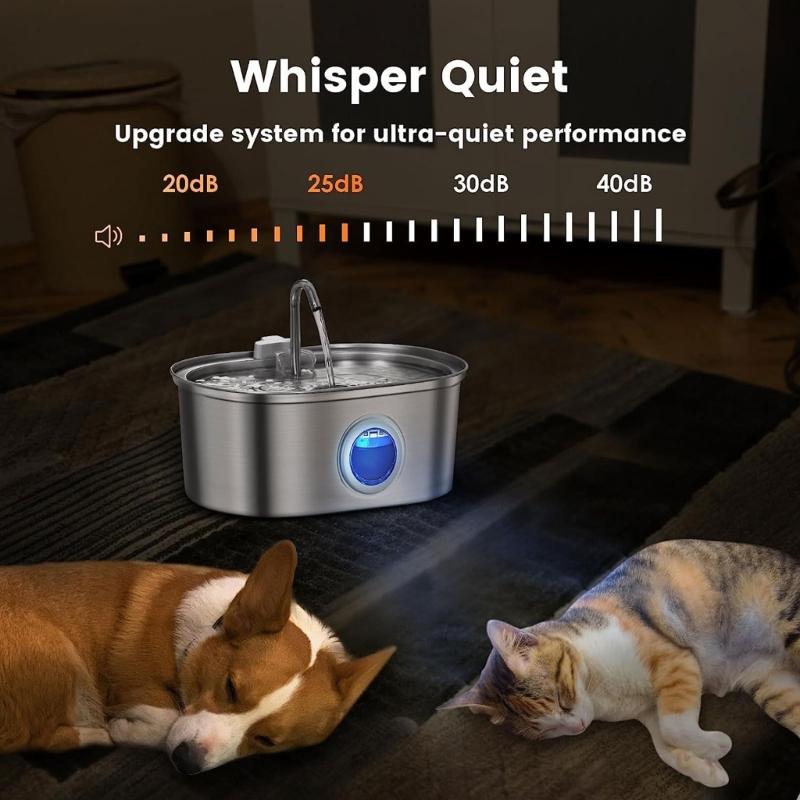 3.2 L Cats Drinking Fountain with with Viewable Window Pet Water Dispenser with Recirculate Filter for Clean Water