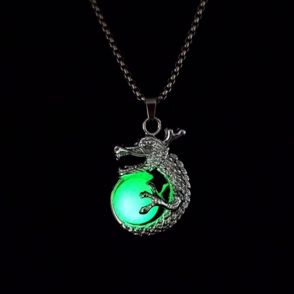 Stainless Steel Halloween Necklaces Dragon Hip Hop Neck Chains Luminous Pendant Necklace Gifts