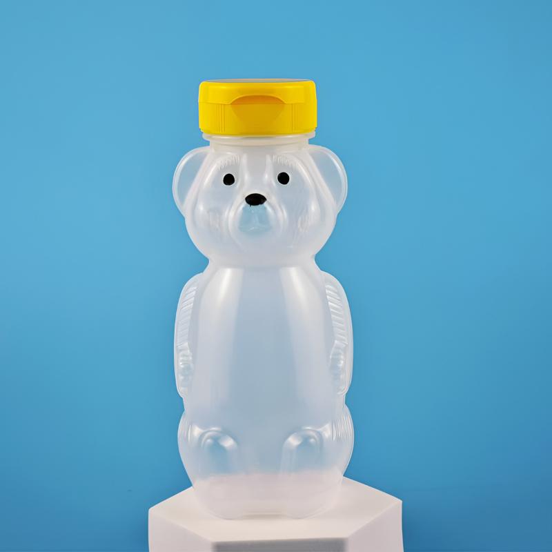 Cute Bear Shaped Bottle Plastic Drink Container Cartoon Honey Bear Straw Cup with Flexible Straws for Milk Juice Honey Storage