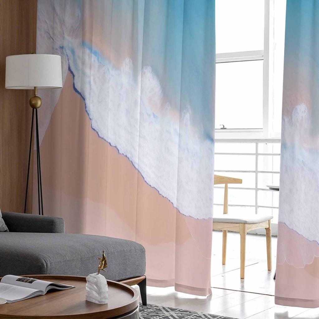 Океанский пляж, летние каникулы, тюлевые оконные шторы для спальни, роскошный домашний декор, шторы в гостиной, шифоновые панели