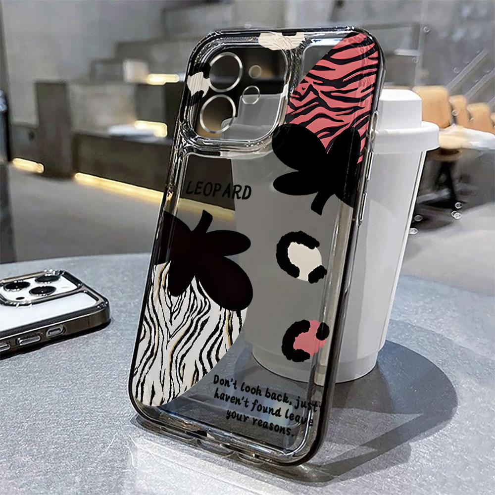 Дикий, но Милый Микс Леопарда и Сердечек Защитный Чехол Для iPhone 16E 17E 16 17 15 14 13 12 11 Pro Max Plus Air