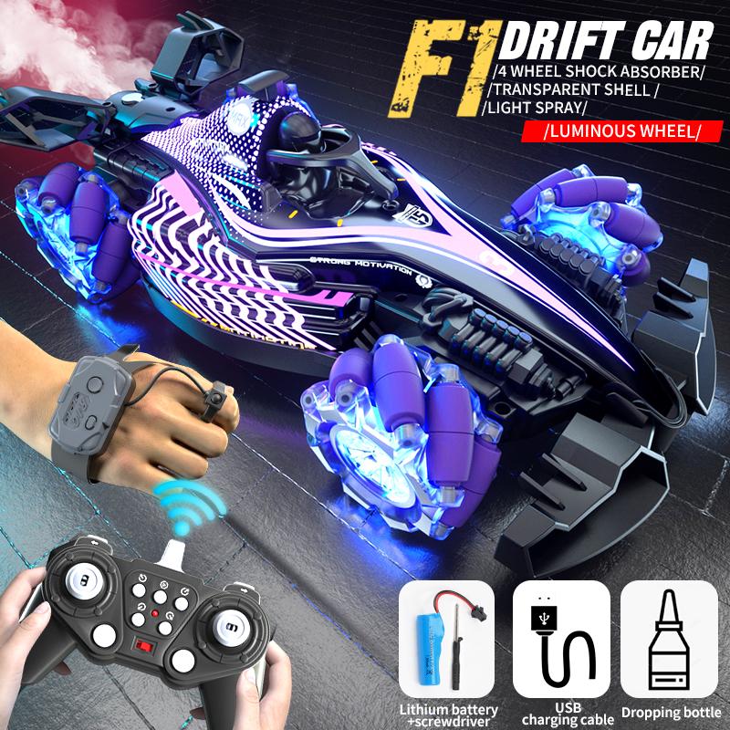 Jhd Q186 Jjrc Single Control Hand Gesture Double Control Cool Light Spray Rc Racing Toy Remote Control Stunt Car Q186 Toys Gifts