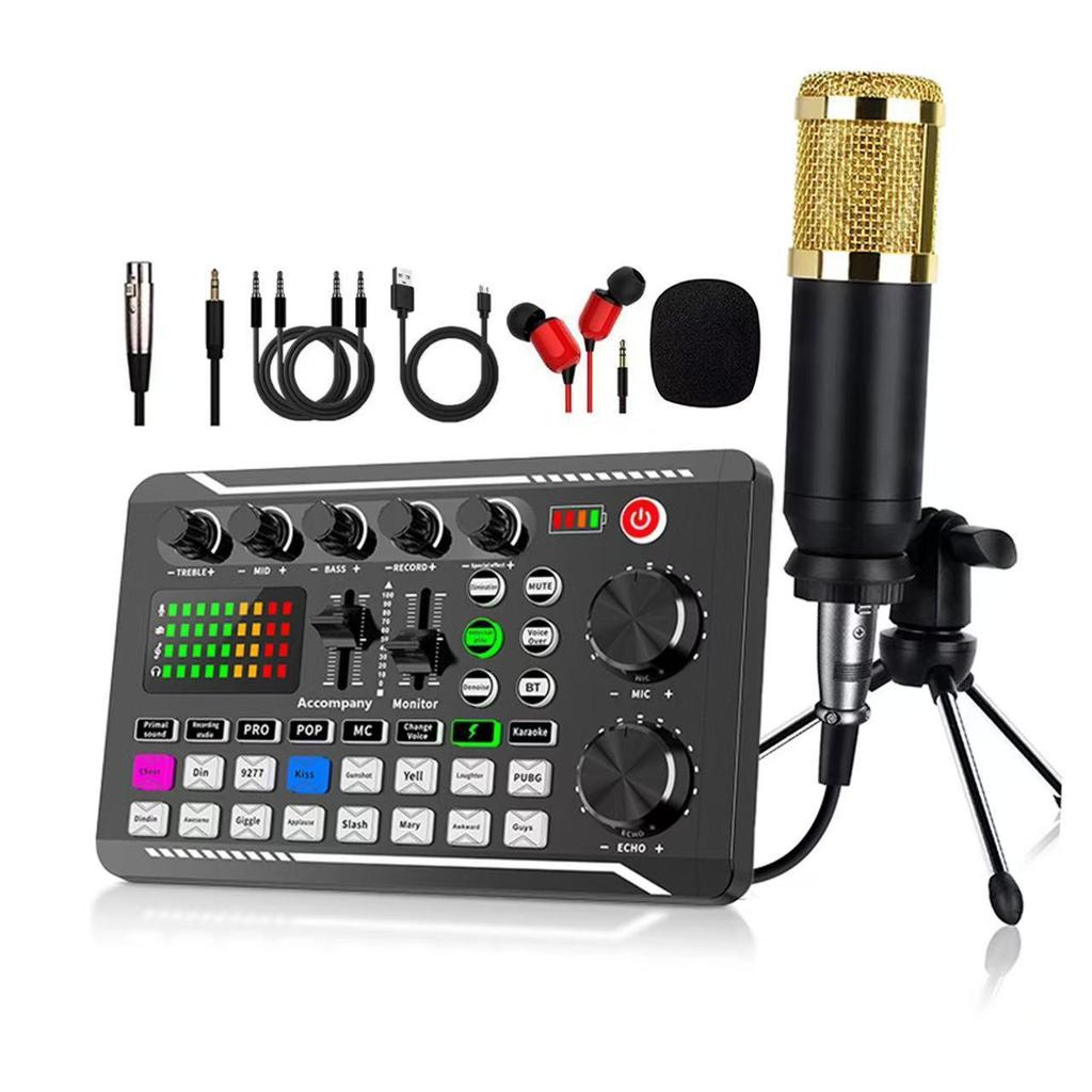 F998 Podcast Live Equipment Bundle, профессиональная звуковая карта Live с микрофонным набором, комплект микшерной студии звукозаписи Music Singin