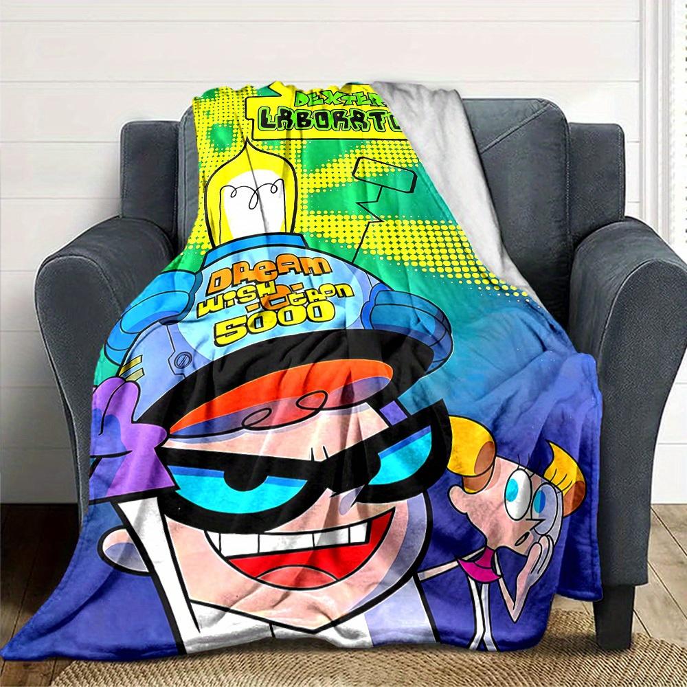 1pc Dexter's Laboratory Digital Printed Flannel Blanket, Super Soft Plush Fleece Bed Cover, Multipurpose Four Seasons Hypoallergenic Quilt f