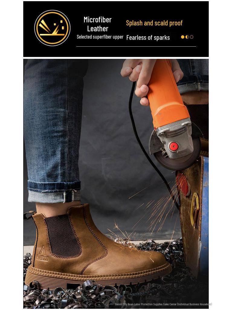 Рабочие ботинки слипоны с защитным подноском от ударов и противоскользящей подошвой - Удобные высокие ботинки с защитой и прочной конструкцией, устойчивой к проколам.