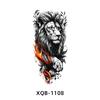 New Design 3D Black Realistic Temporary Tattoo Fire Lion Tiger Wolf Flower Skull Halloween Fake Half Arm Sleeve Tattoos Stickers