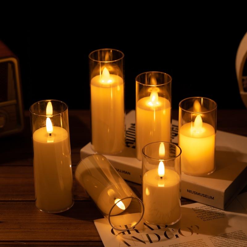 Светодиодные беспламенные свечи, имитация акриловой свечи, свадебная романтическая свеча, лампа с батареей, вечерние рождественские украшения для дома