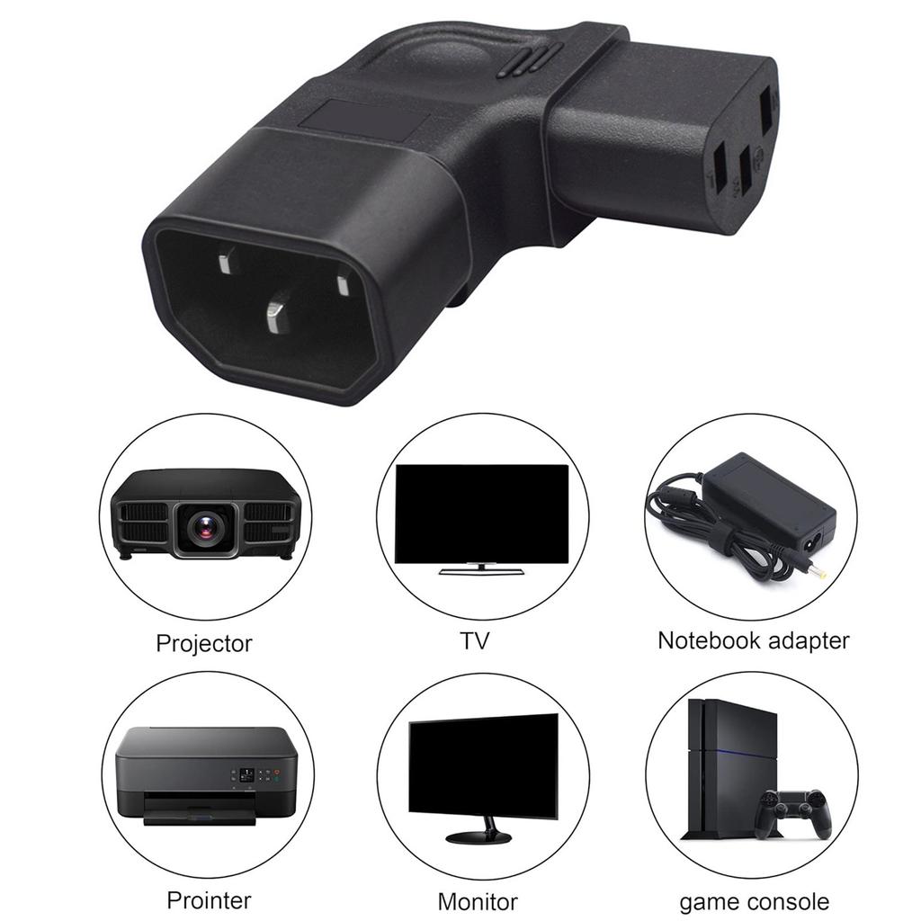 IEC320 C14 к C13, изгибающая влево вилка питания, штекер сливового цвета, переходник с переходником с женским боковым изгибом C13