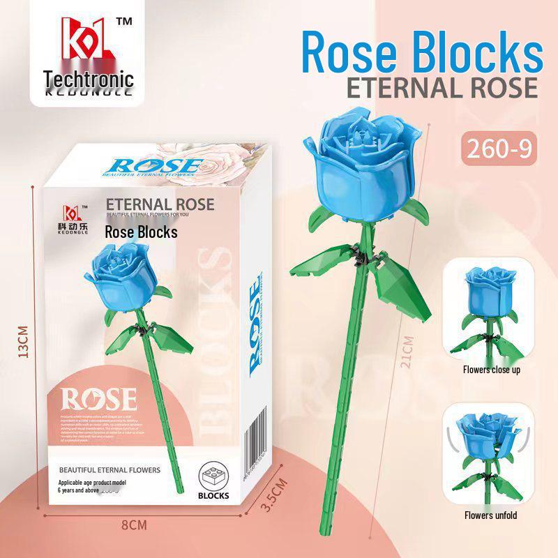 Tulip Lego-Compatible Everlasting Flower Building Blocks: Puzzle Ornament Potted Plant Toy, Valentine's Day Rose Gift.
