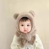 Faux Fur Winter Baby Hat Scarf One-Piece Soft Kids Cap for Girls Boys Cartoon Warmer Neck Ears Baby Bonnet Infant Accessories