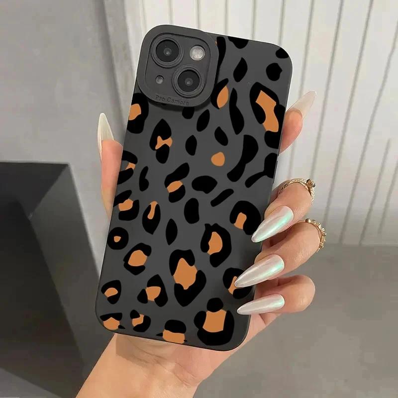 Стильный розовый чехол для телефона с леопардовым узором для iPhone 15 14 13 12 11 Pro Max Mini XS XR X 7 8 15 Plus SE 2022 Мягкая крышка