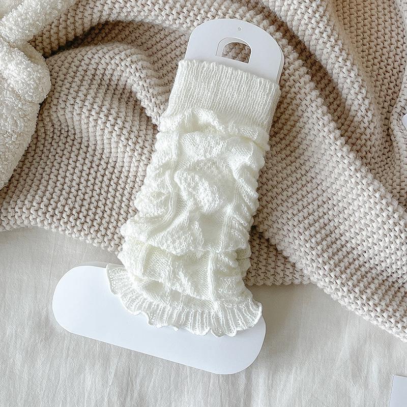 Women's Mid-Calf Y2K Harajuku Knitted Sock Covers for All Seasons with Small Leather Shoes