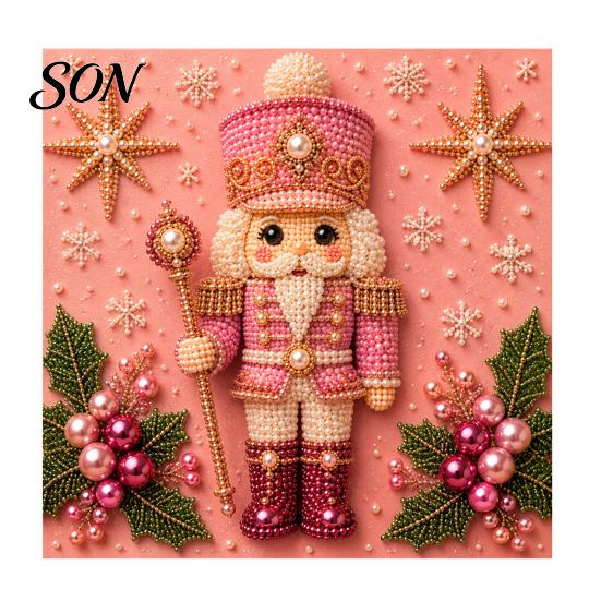 Color Perception Training Nutcracker Faux Pearl Art Kit, Painting DIY Kit with Pre-Framed Projects for Seniors Canvas, 3D Christmas Wall Craft Adults,