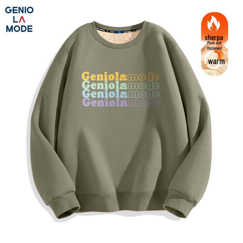 GENIOLAMODE Мужской толстовка с круглым вырезом и плюшевой подкладкой, тяжелый вес