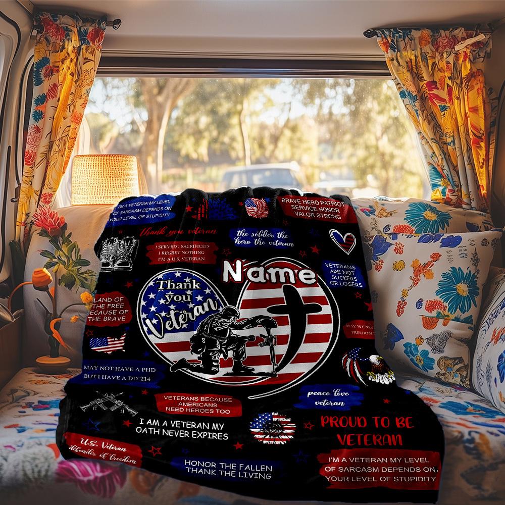 Thank You Veteran Customize Your Name Rv Blanket Comfortable Soft Lightweight Perfect For Travel Camping Picnics Sofas Rvs Beds Living Rooms Gifts For