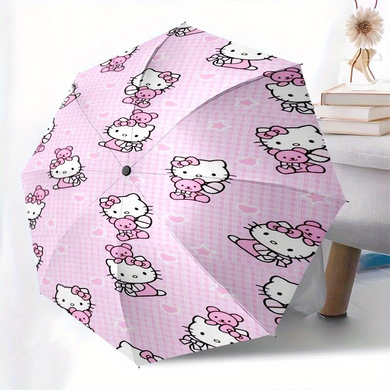 Hello Kitty,Teddy Bear Automatic Umbrella-Foldable, Durable 8-Bone Design, Compact and Stylish, Great for Camping, Halloween, Christmas, Mot