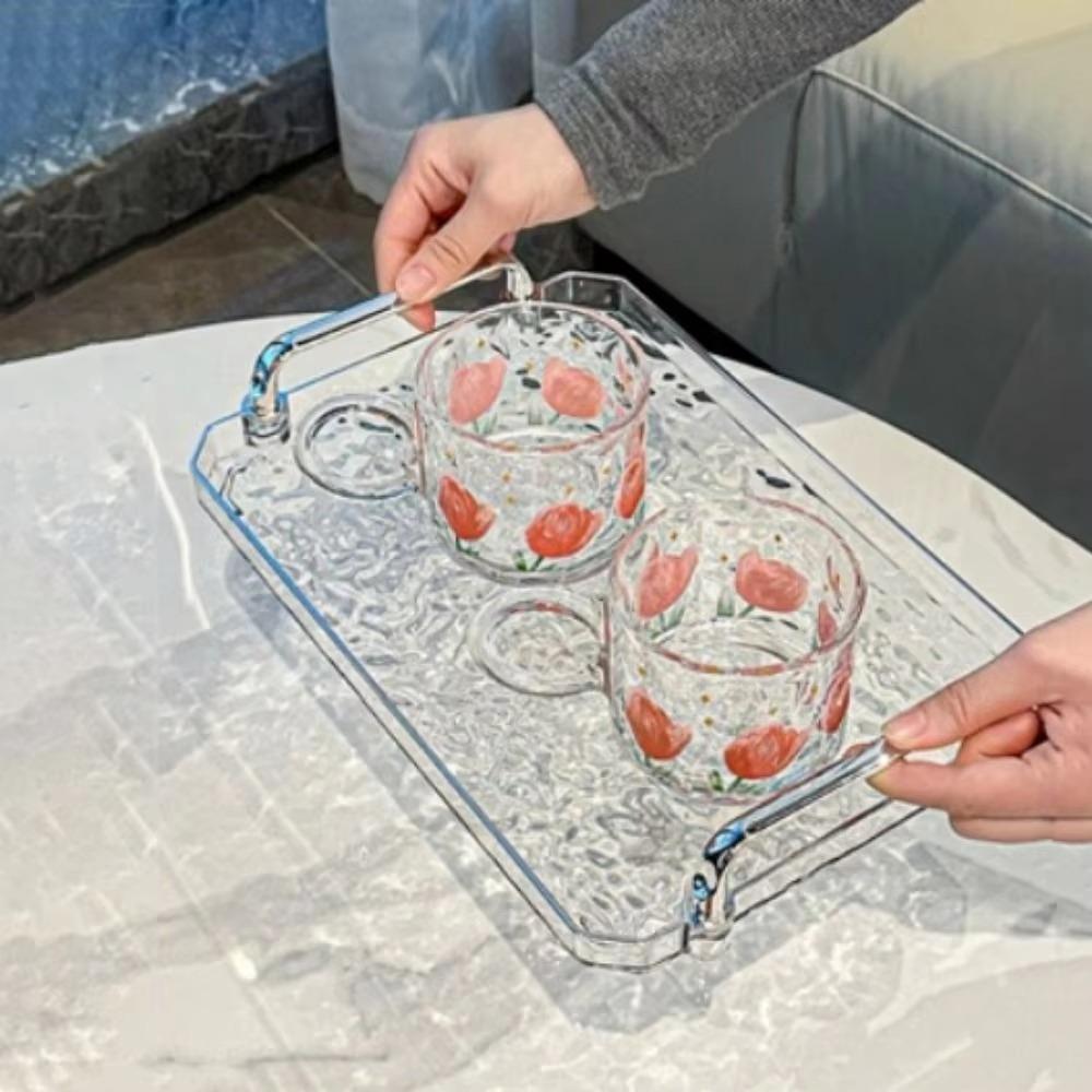 Декоративный поднос для хранения с эффектом ряби воды Легкая роскошь Десертная тарелка Прозрачный поднос для чайных чашек Домашний