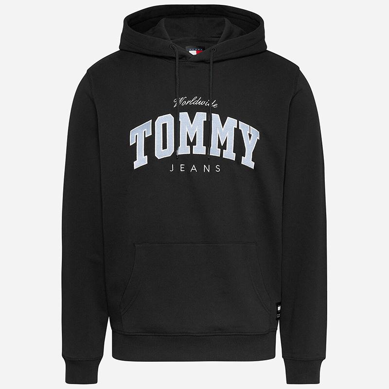 Tommy Jeans Men' Black Kangaroo Sweatshirt Dm0Dm18401-Bds